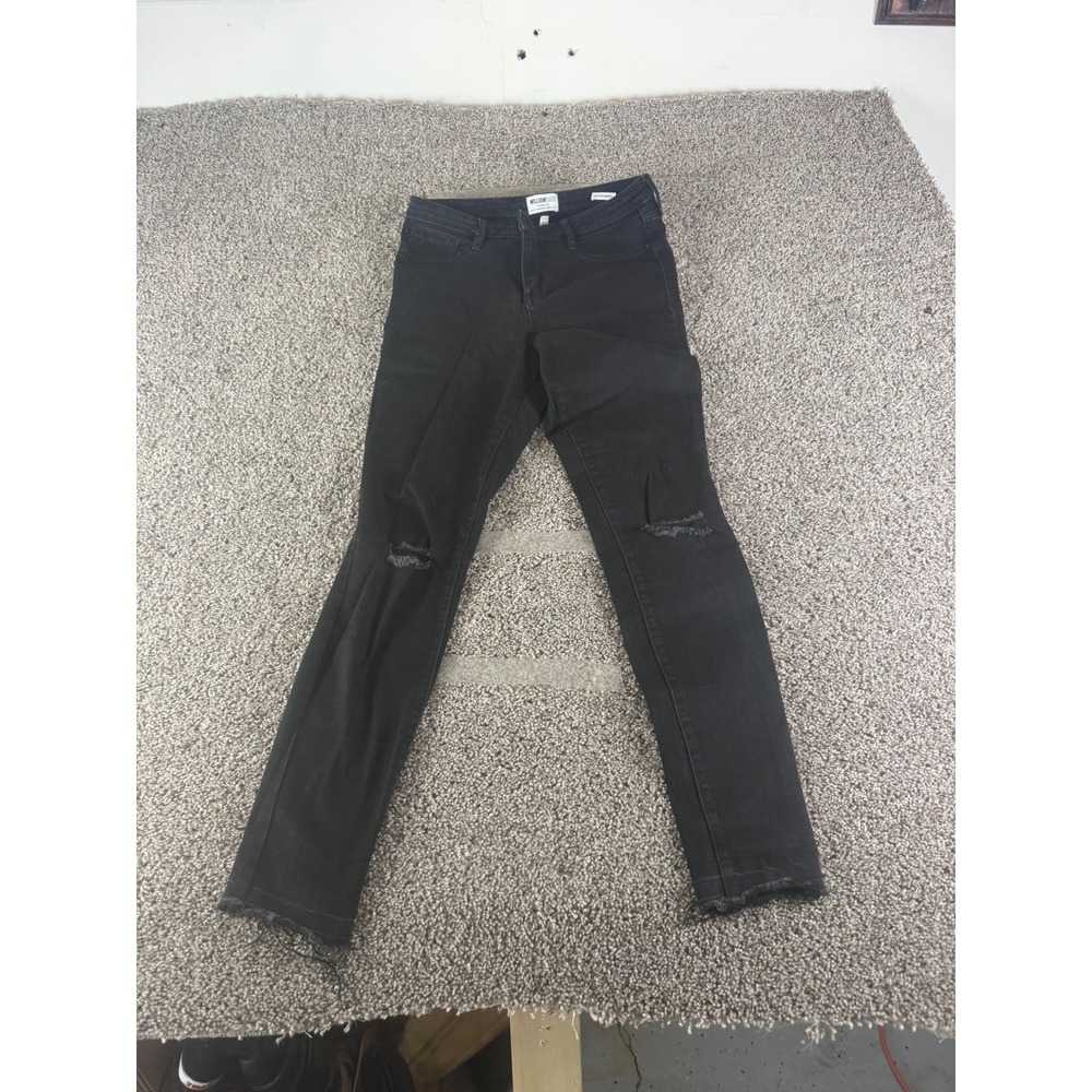 William Rast Womens Sculpted Highrise Distressed Skinny Jeans Black Size 28